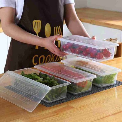 Fridge Storage Containers with Water Drain Plates