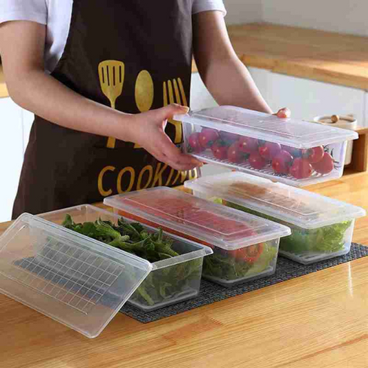 Fridge Storage Containers with Water Drain Plates