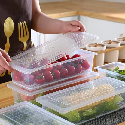 Fridge Storage Containers with Water Drain Plates