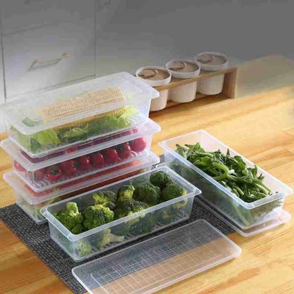 Fridge Storage Containers with Water Drain Plates
