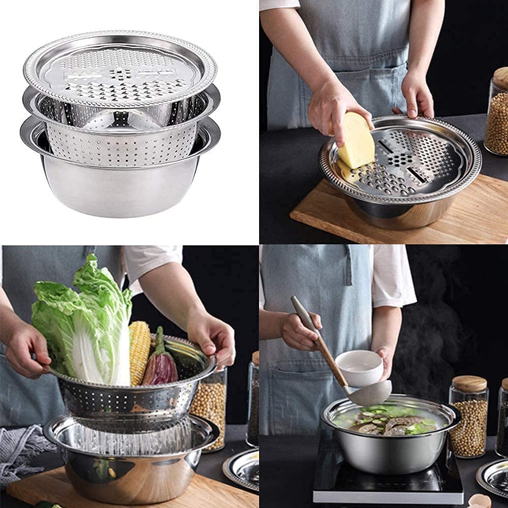Multifunctional Stainless Steel Colanders Set