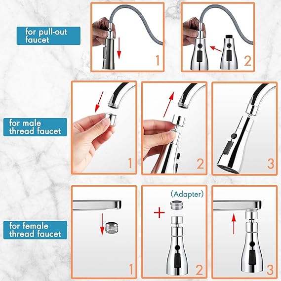 360° Flexible Tap Extender for Kitchen Sink